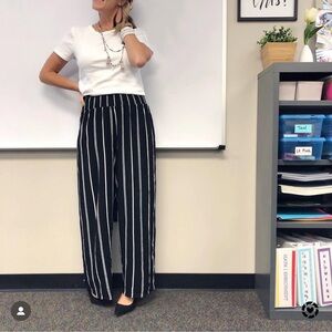 Xhilaration Black and White Wide Leg Striped Pants